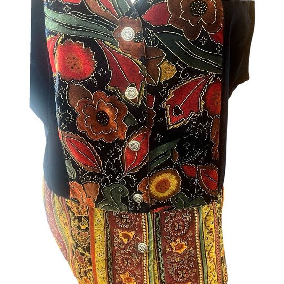 Jaclyn Smith Embossed Velvet Vintage Mixed Floral Pattern Vest Sz - Picture 5 of 8